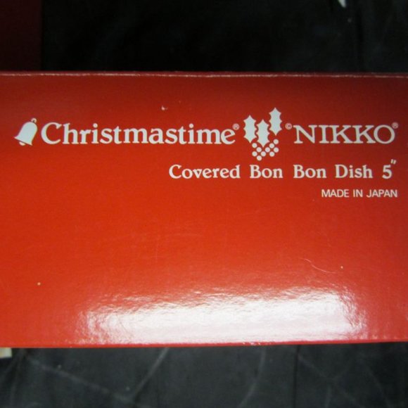 80'S NIKKO CHRISTMASTIME COVERED BON-BON DISH WITH LID CHRISTMAS TREE MOTIF $ea - Picture 8 of 9